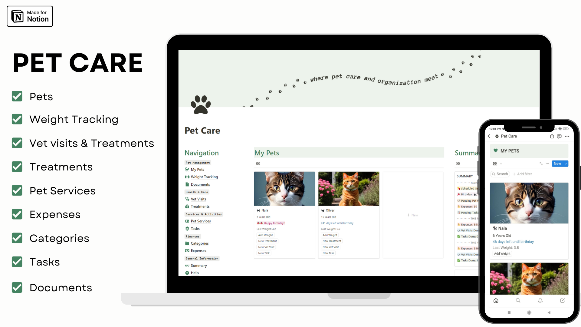 Pet CAre Notion template