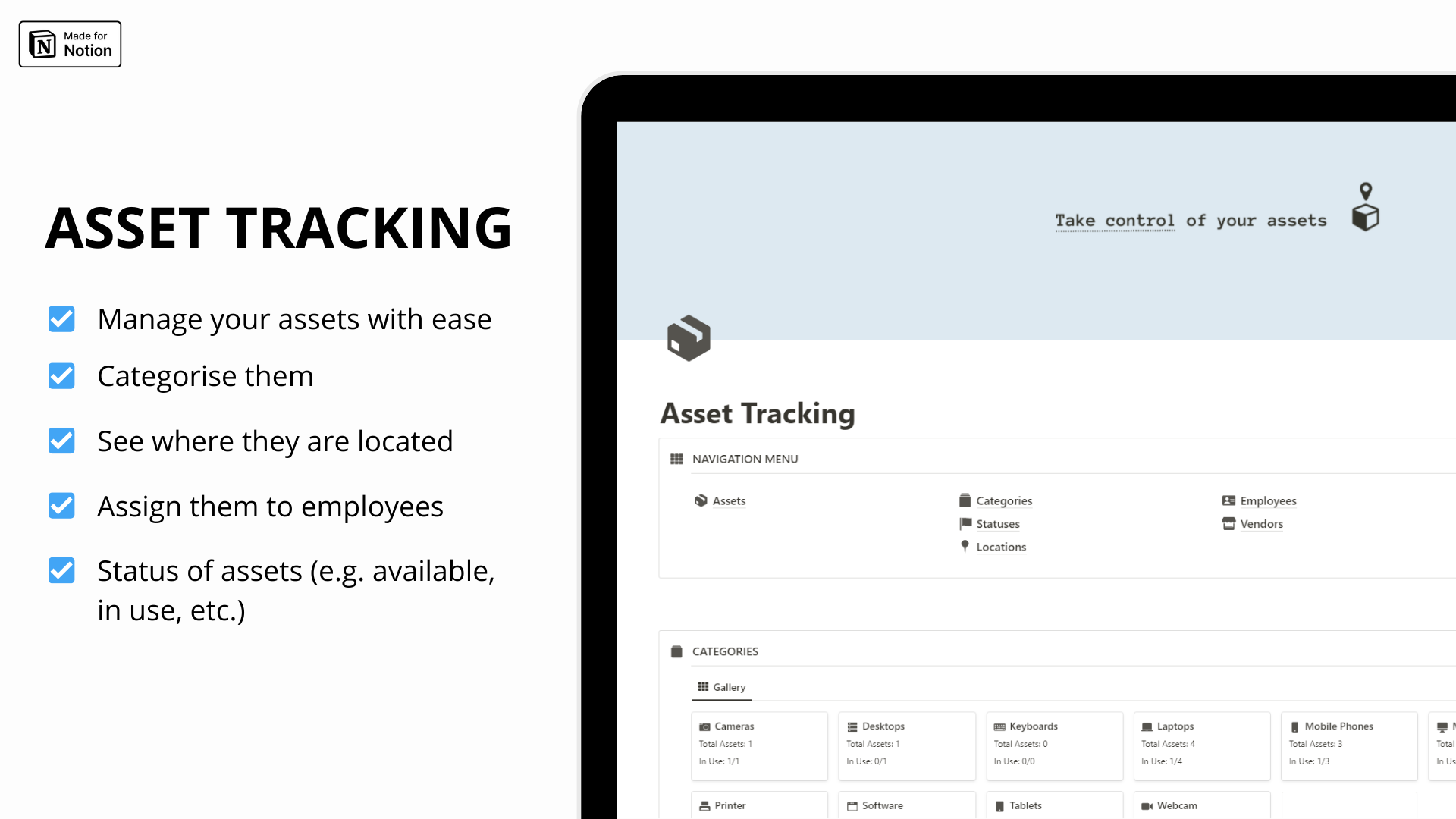 Assets Tracking Notion template