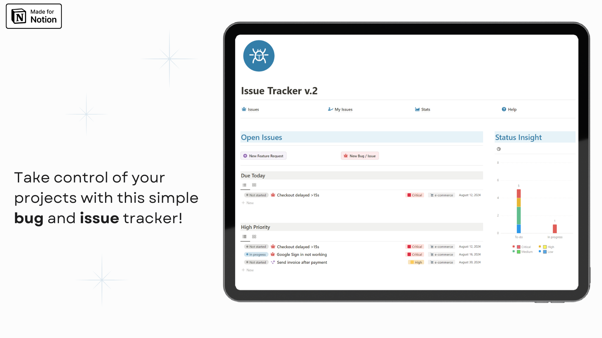 issue bug tracker notion template