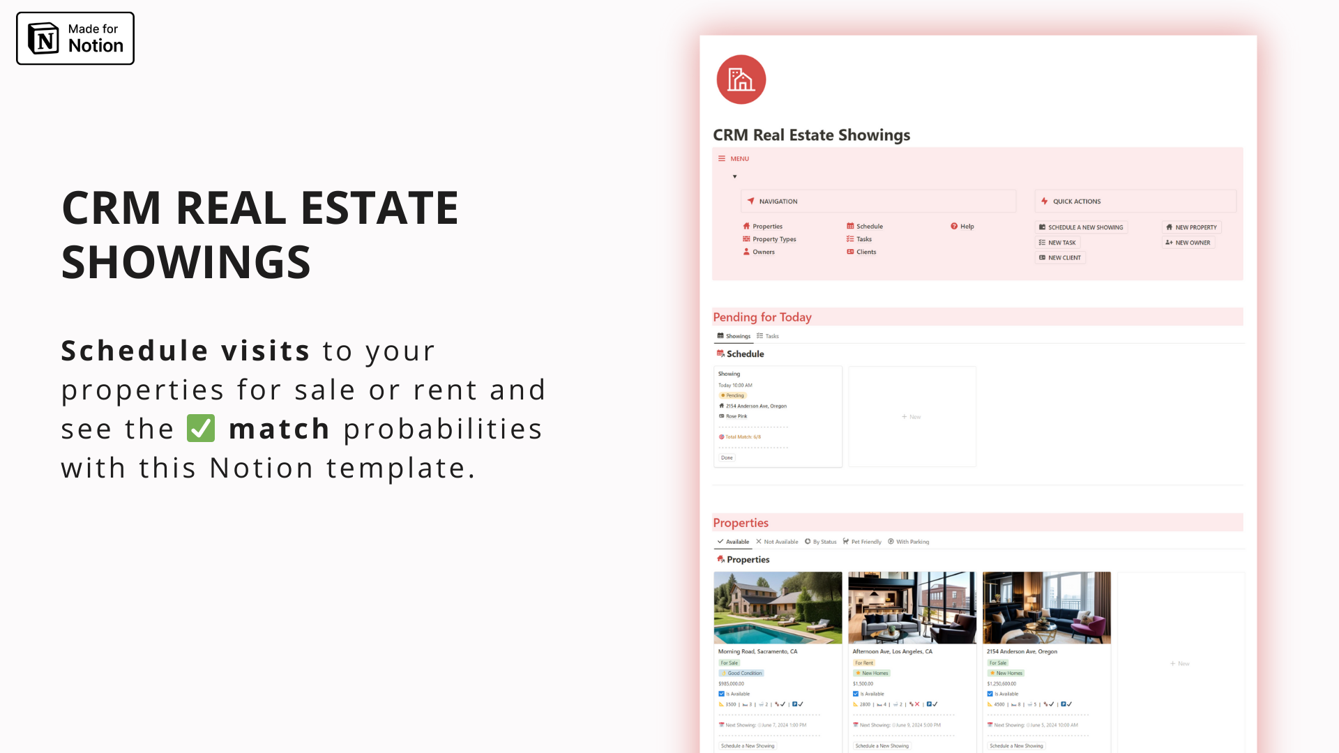 CRM Real Estate Showings Notion template