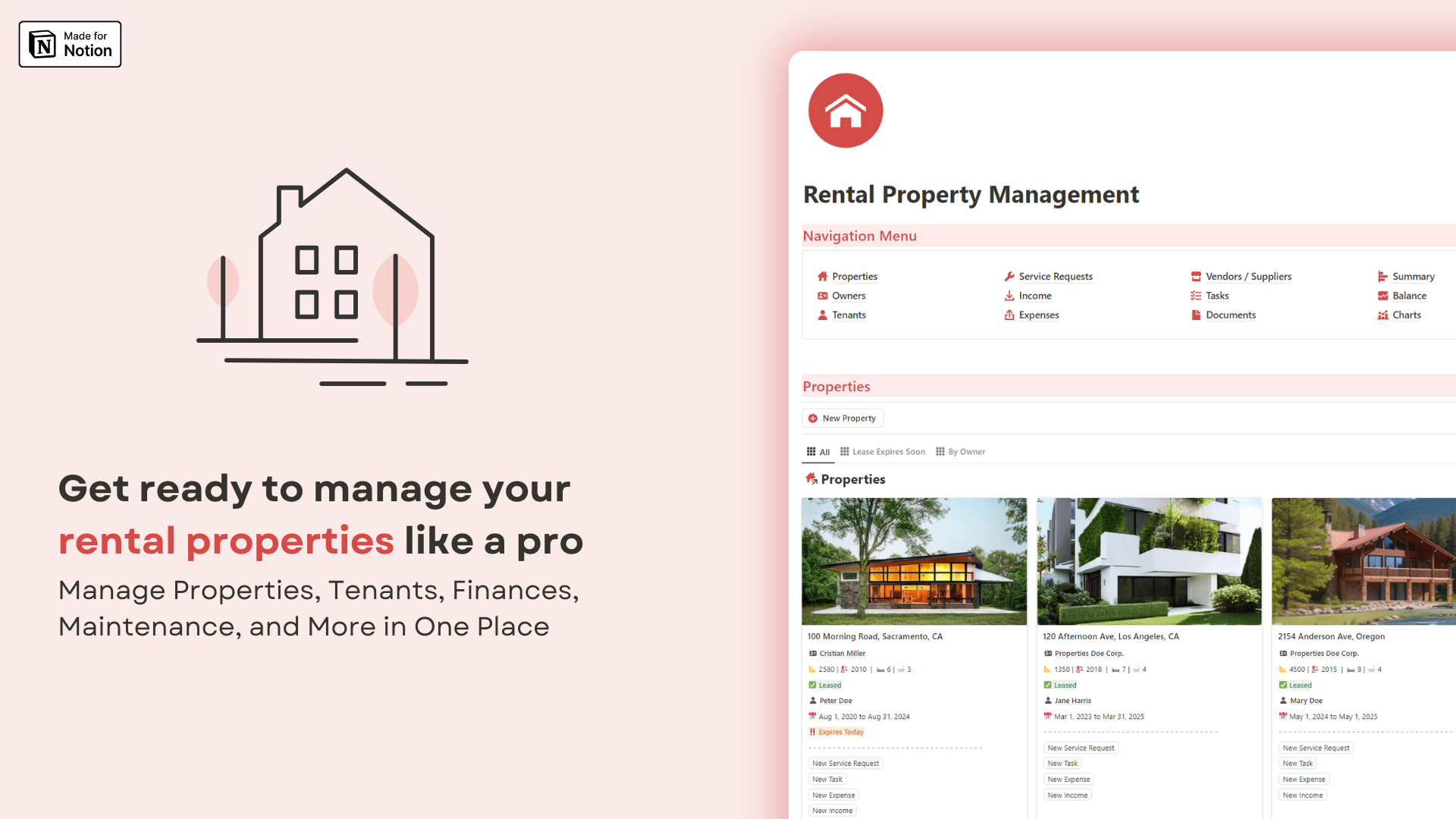 Rental Property Management Notion template