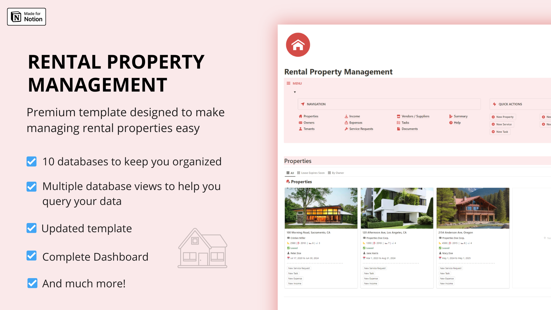 Rental Property Management Notion template