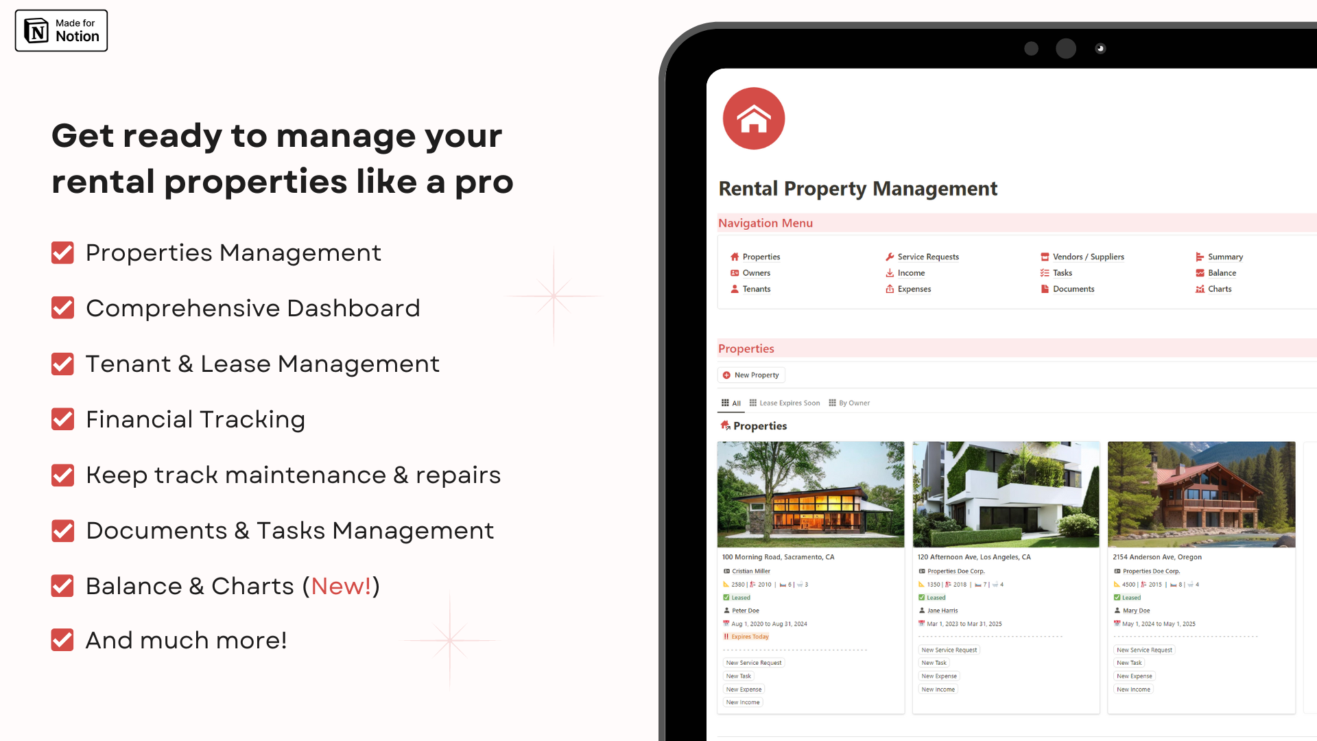 Rental Property Management Notion template