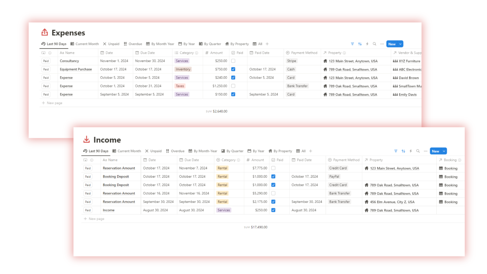 Income and Expenses management