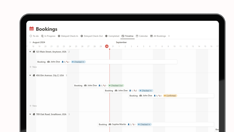 Bookings Timeline