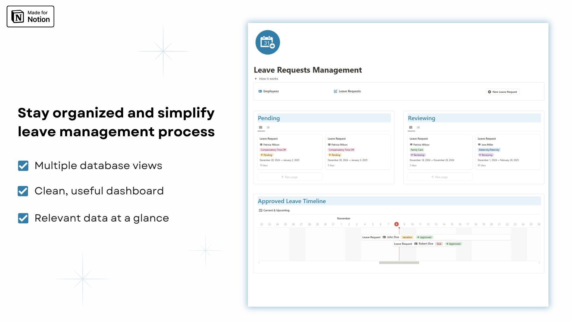 Leave Requests Management notion template