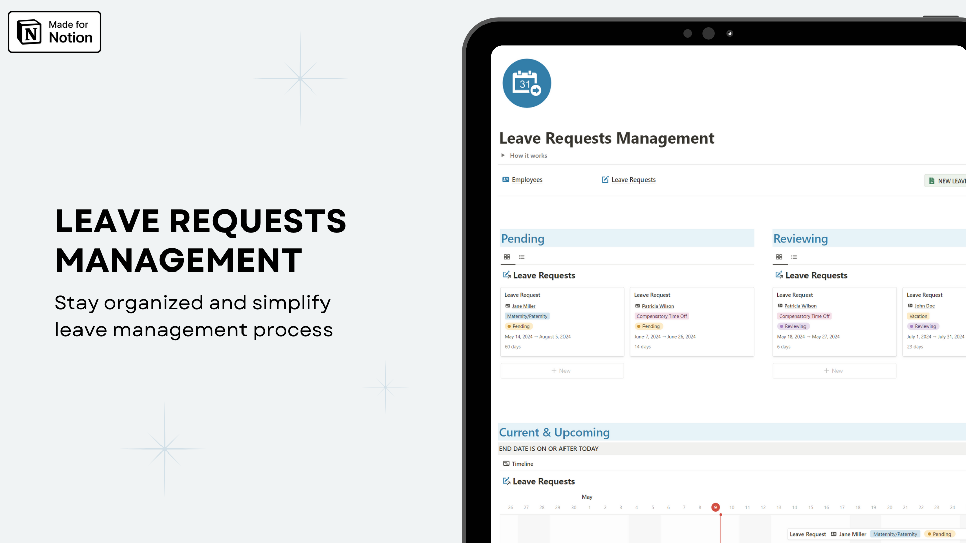 Leave Requests Management notion template