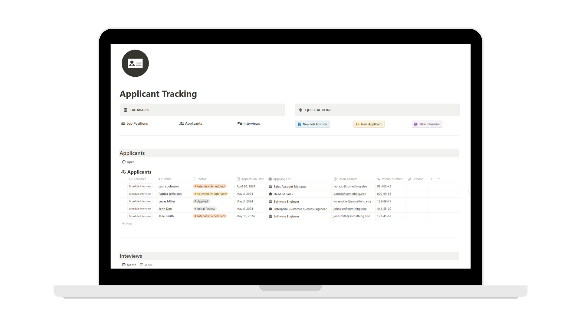 Applicant Tracking Notion template