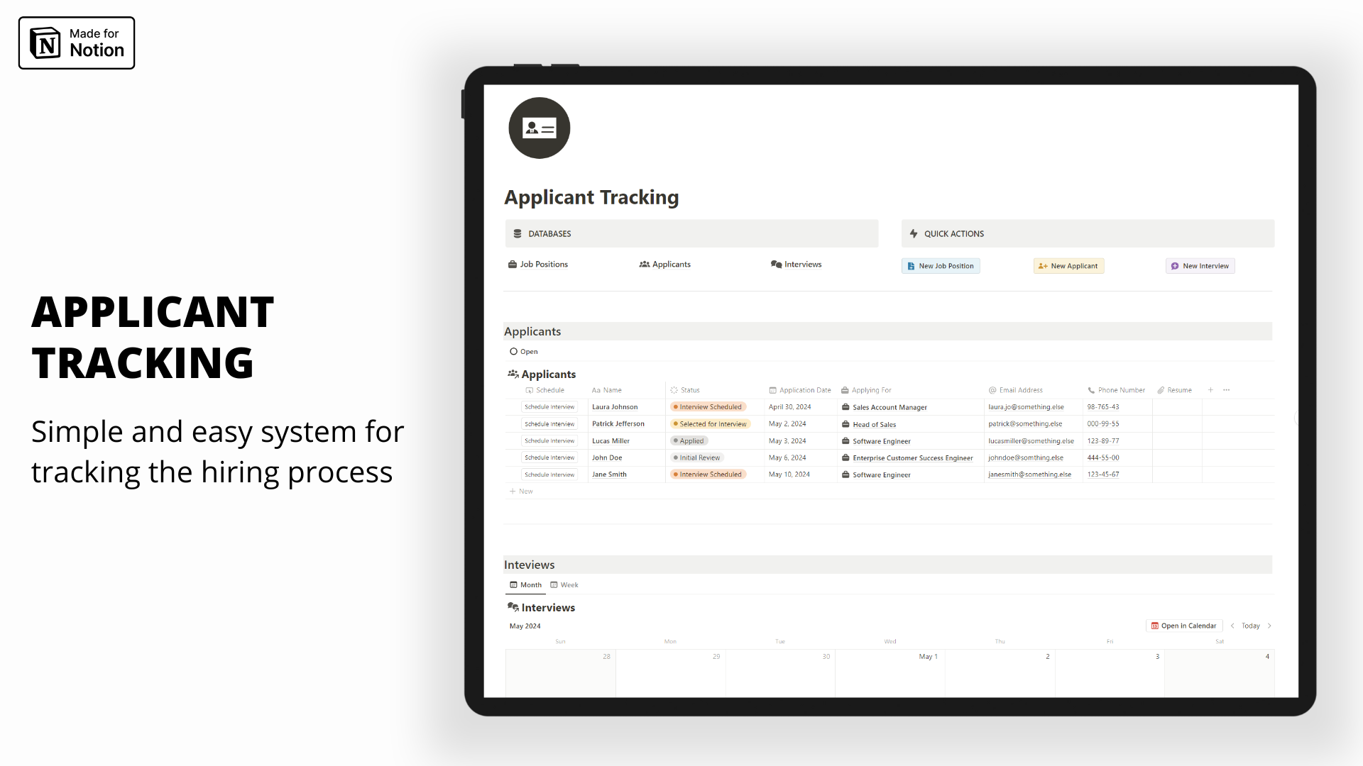 Applicant Tracking Notion template