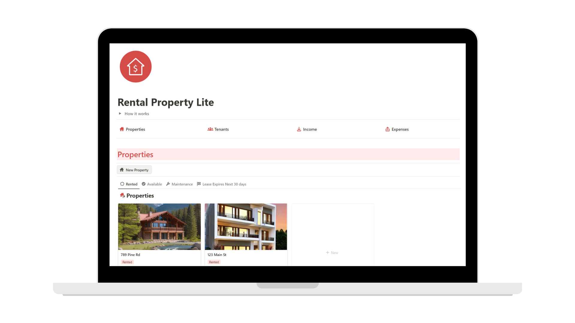 Rental Property Lite Notion template