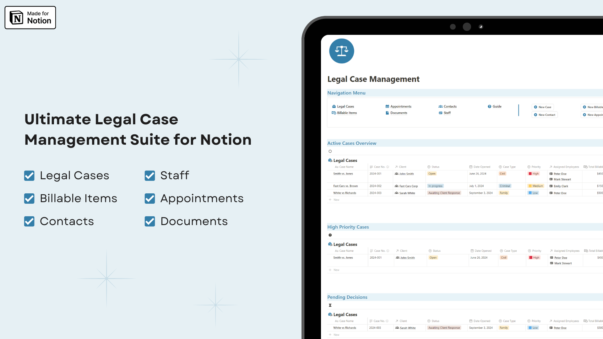 Legal Cases Management Notion template