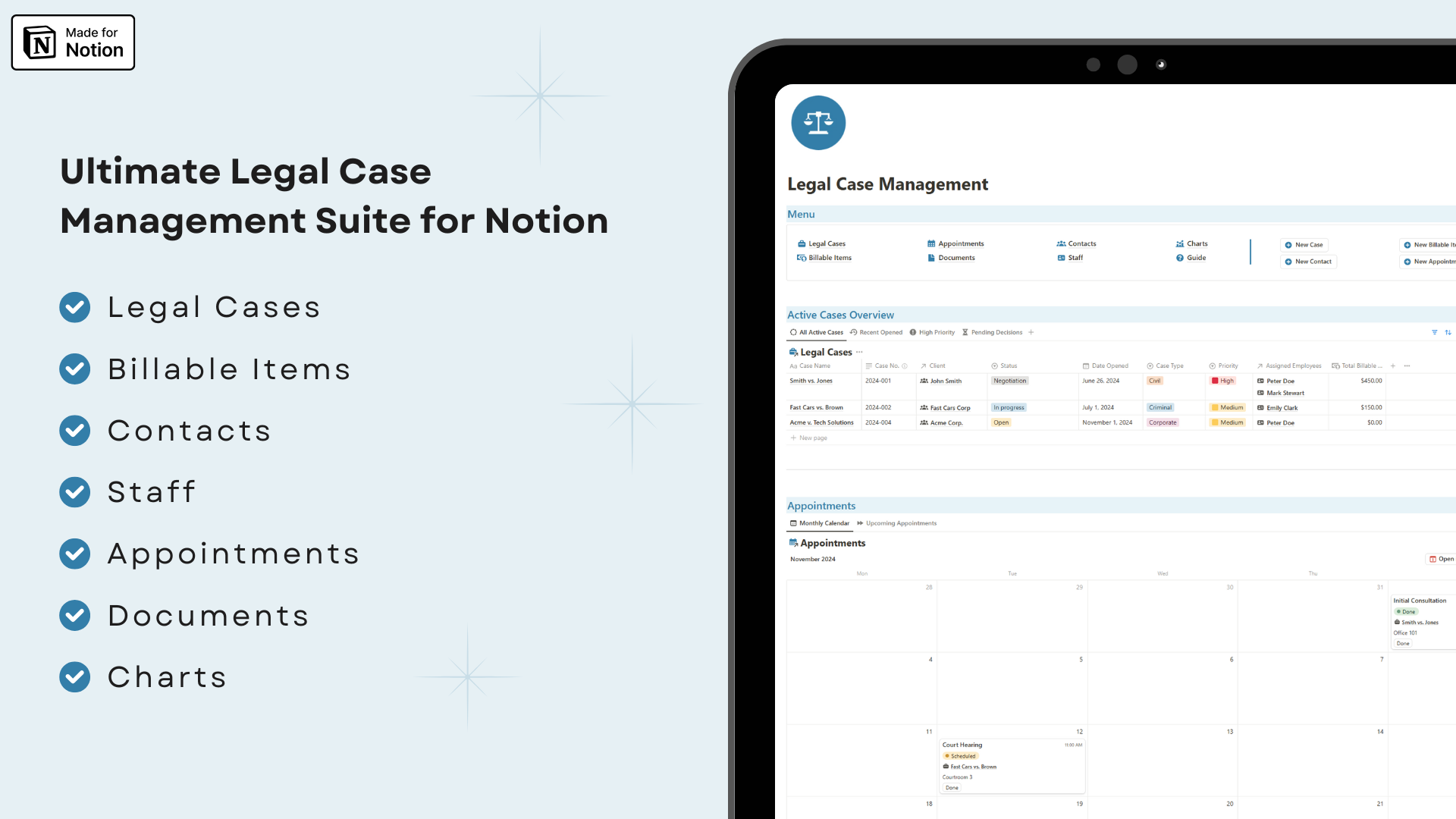 Legal Cases Management Notion template