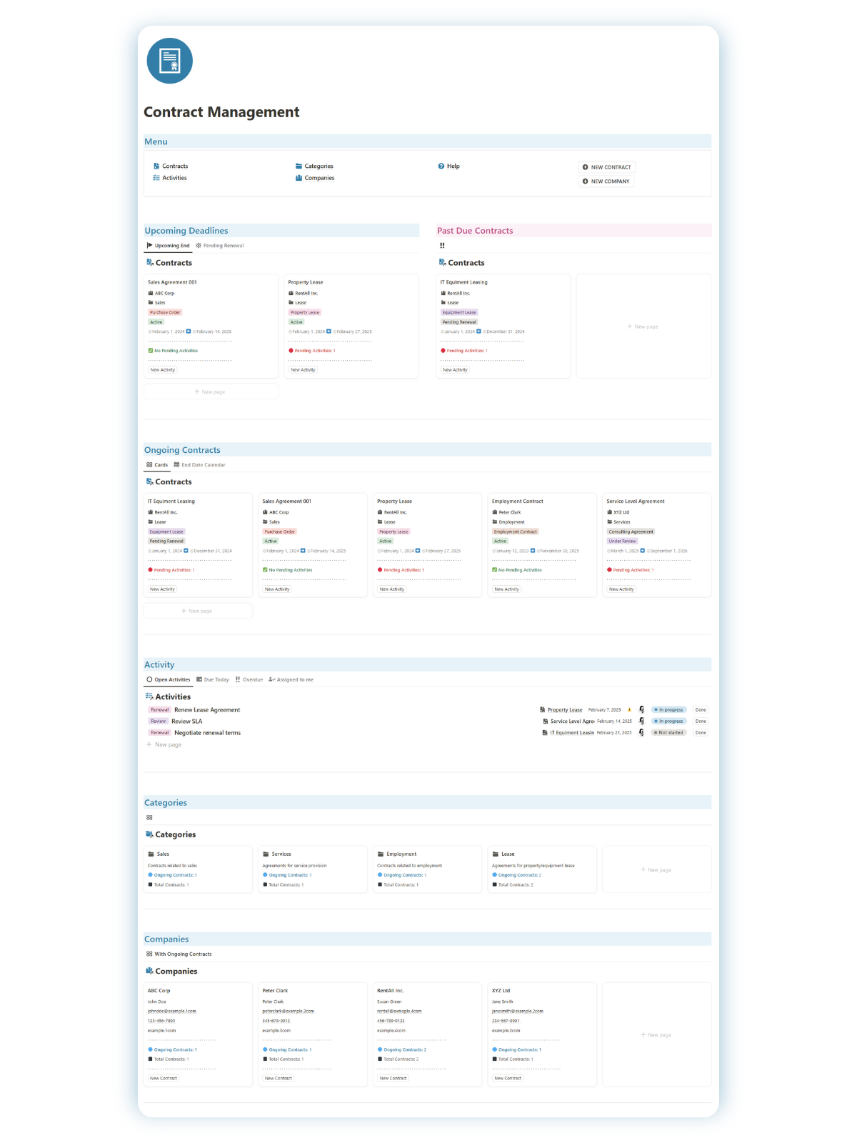 Contract Management - Leases -Notion Template