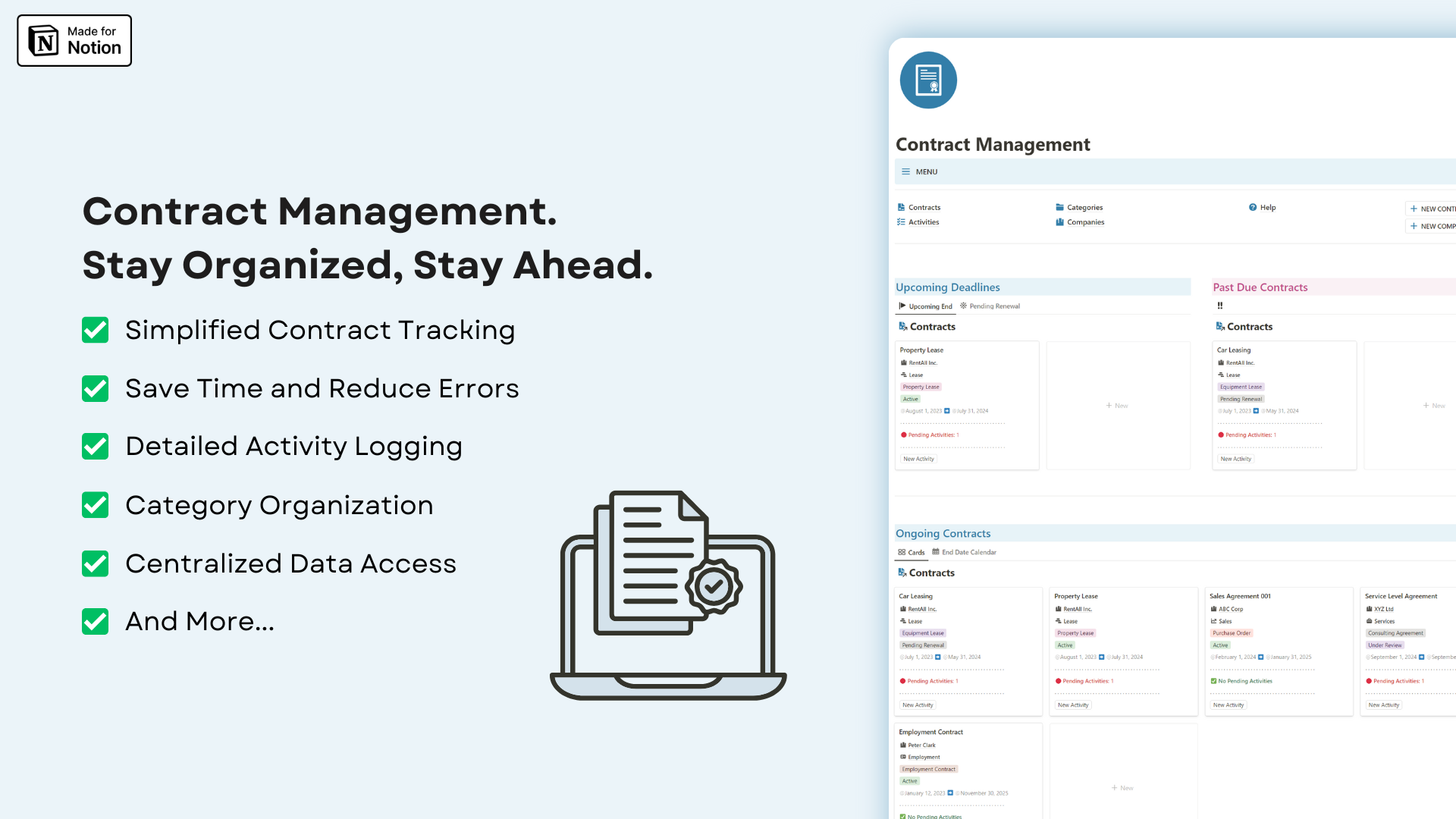 Business Contract Management Notion template