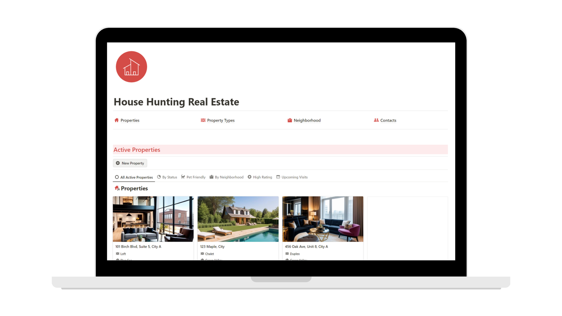 House Hunting Real Estate Notion template