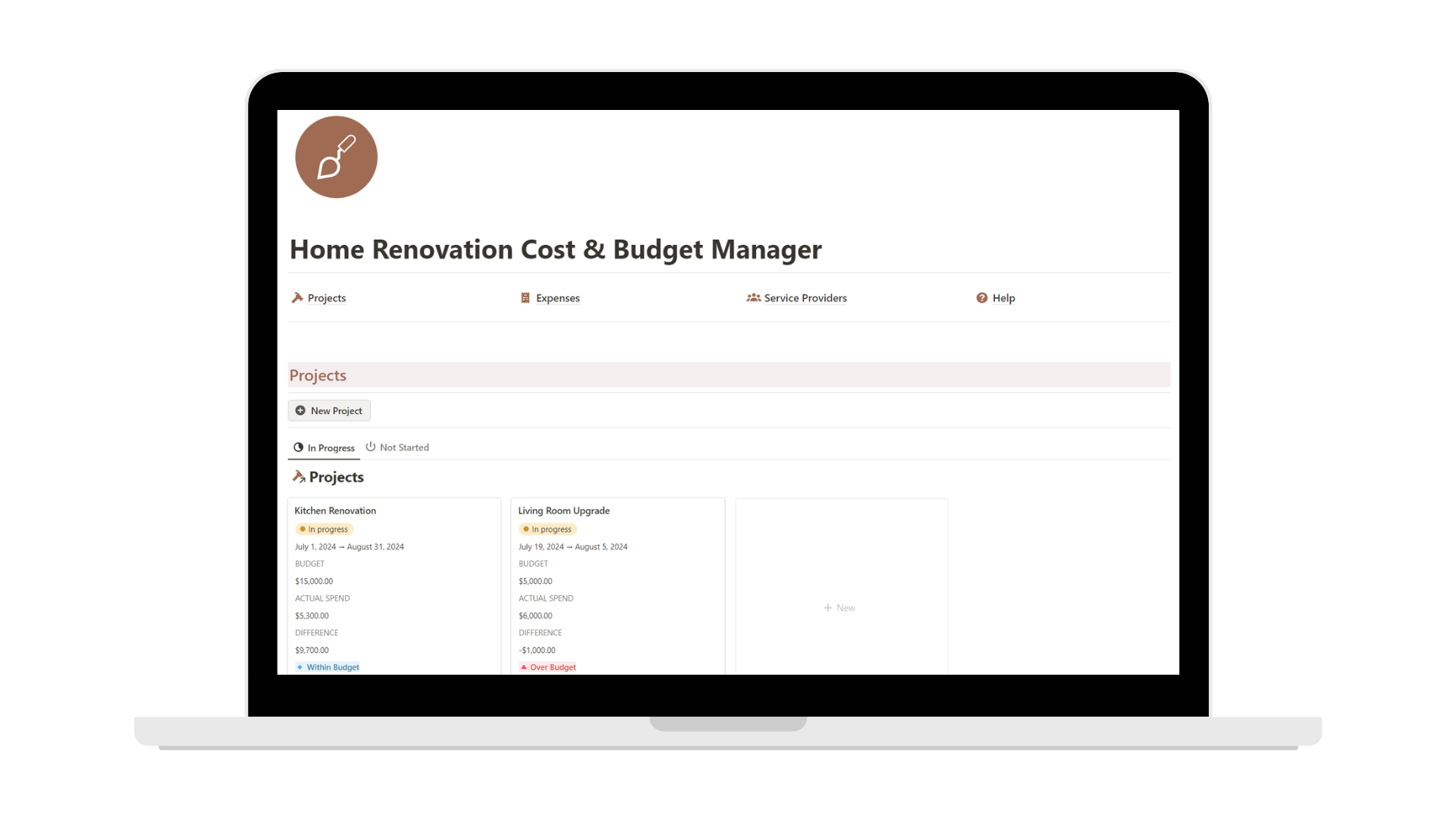 Home Renovation Cost & Budget Manager Notion template