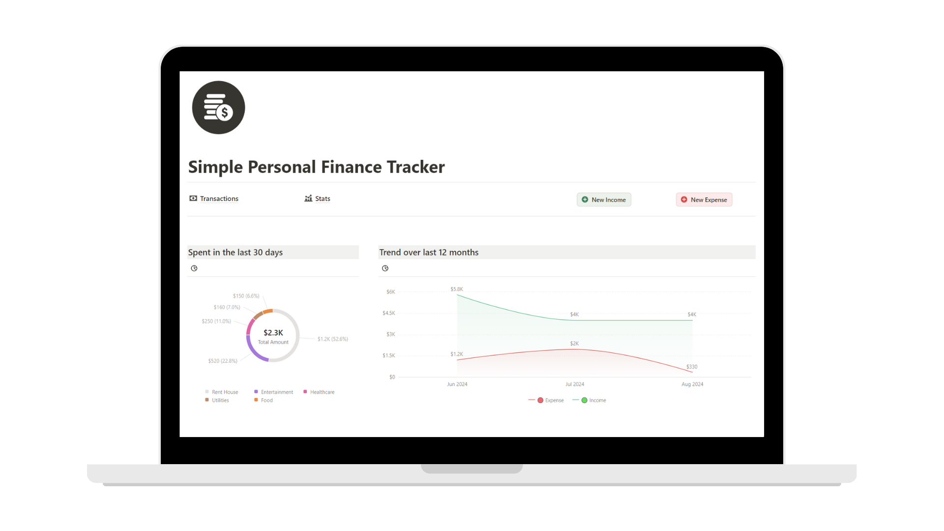 Simple Personal Finance Tracker Notion Template