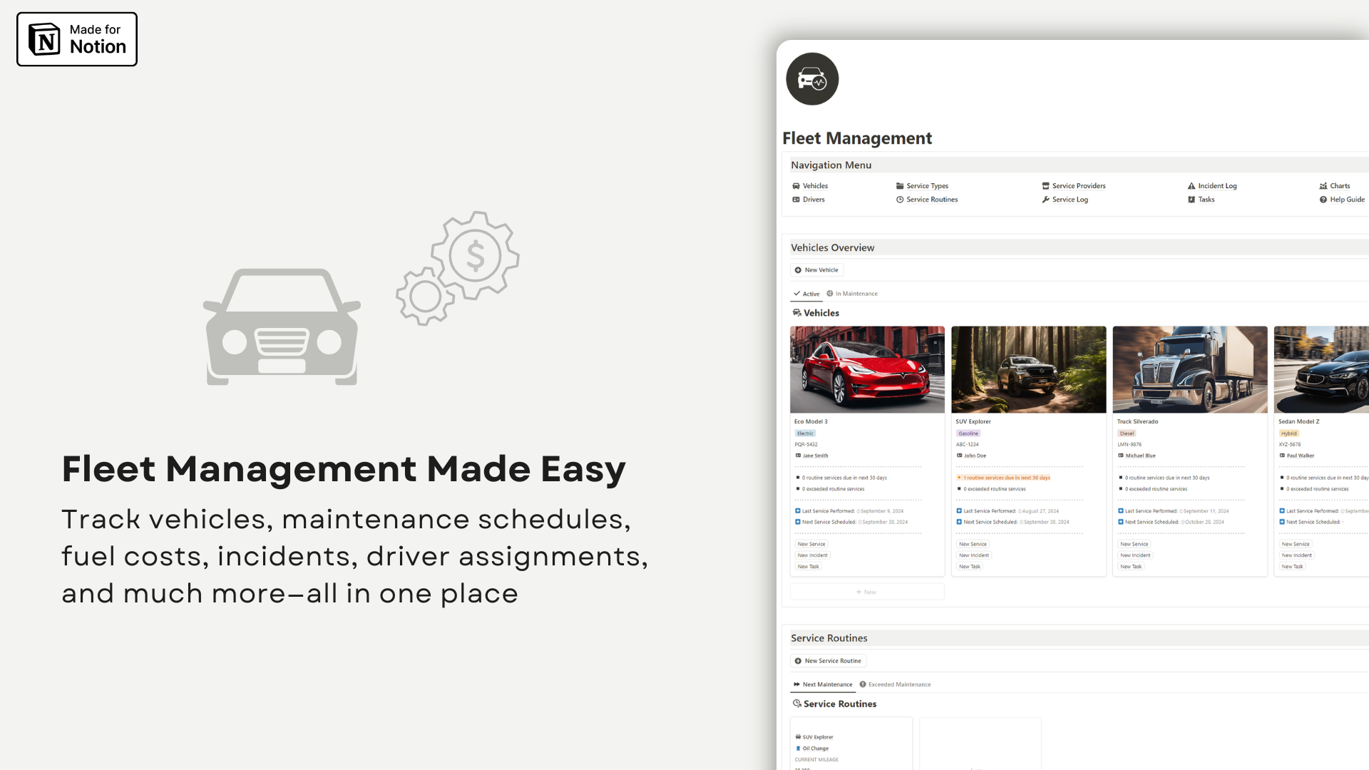 Fleet Management Notion template