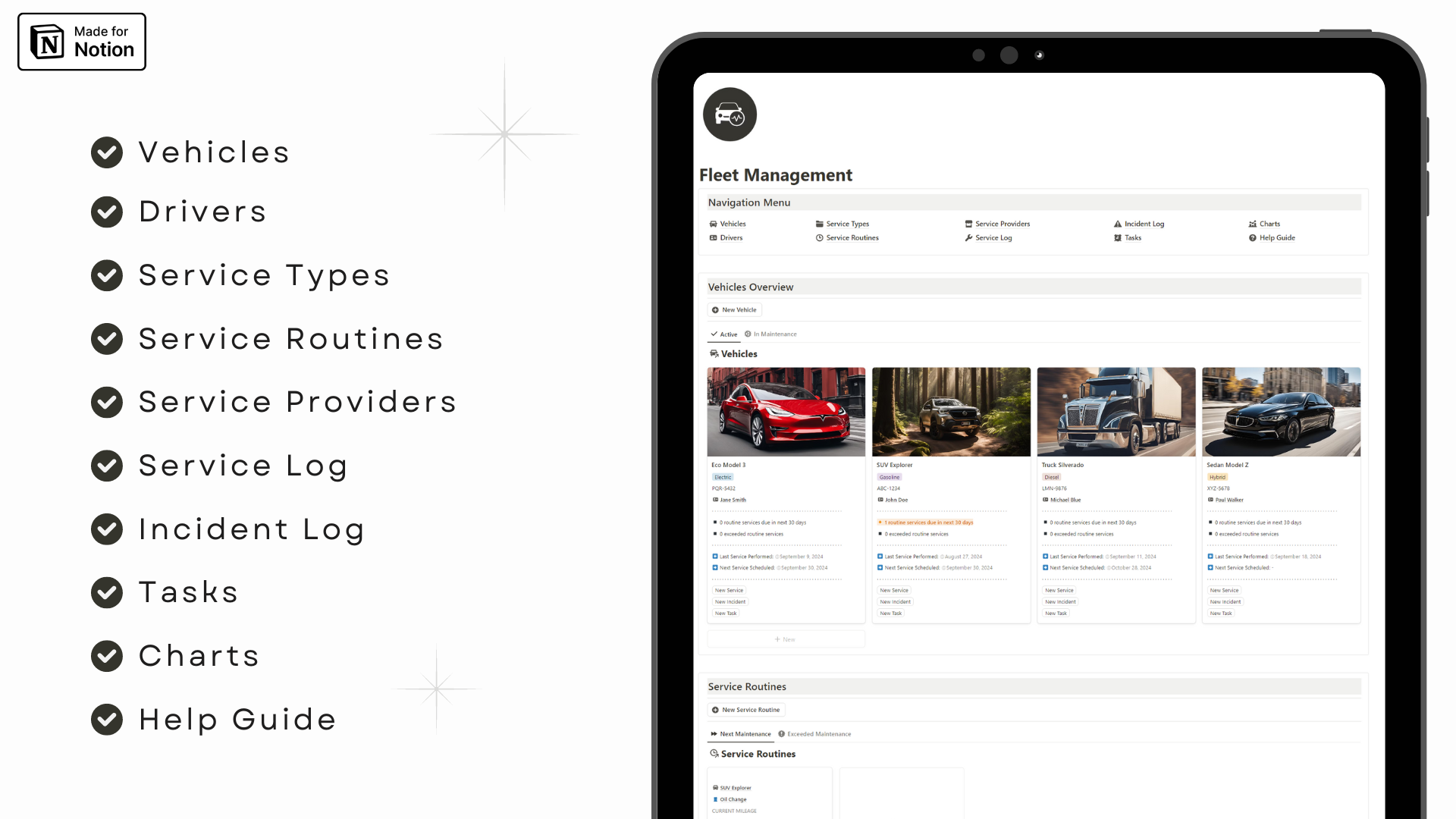 Fleet Management Notion template