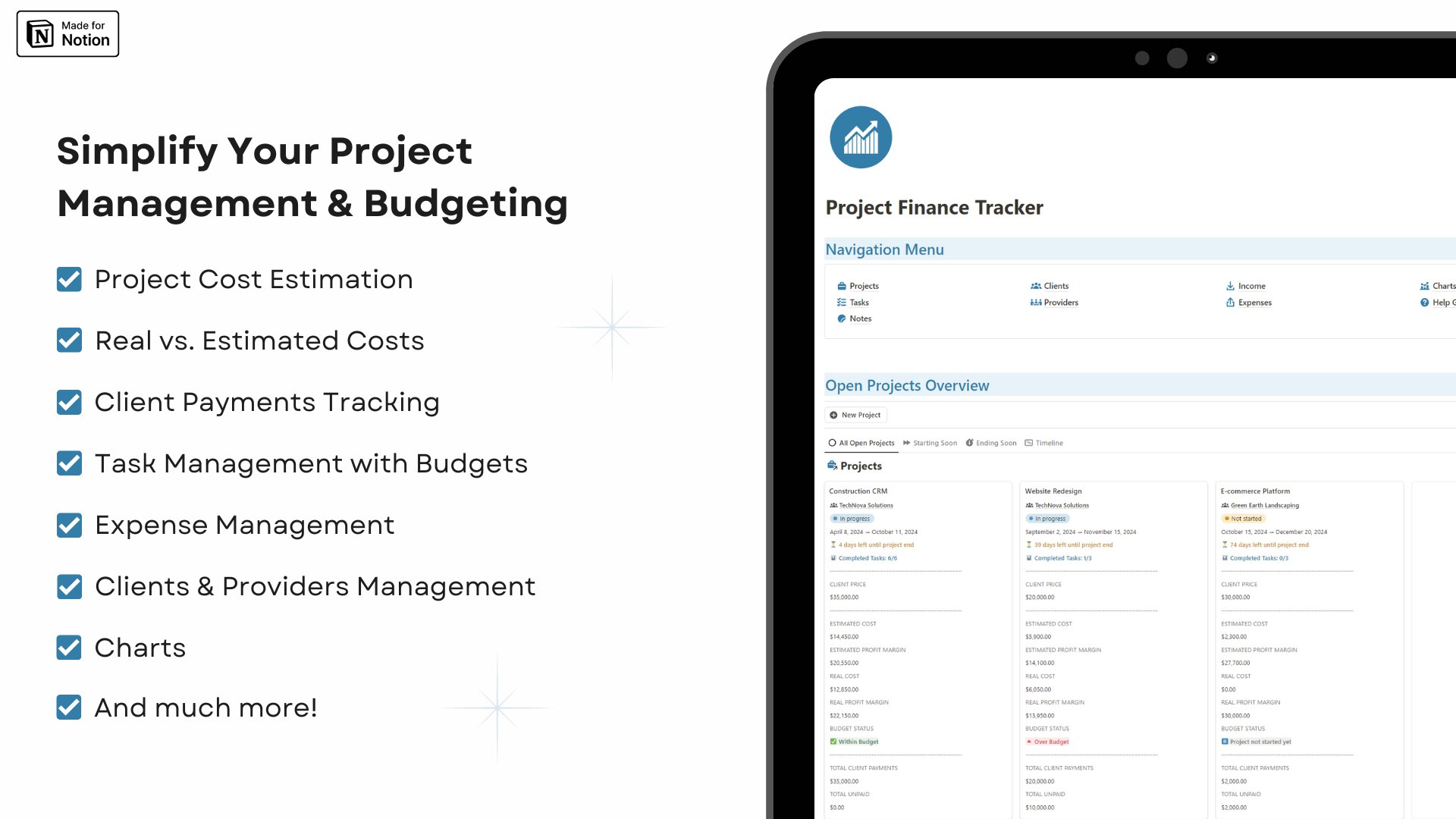 Project Finance Tracker - Notion template