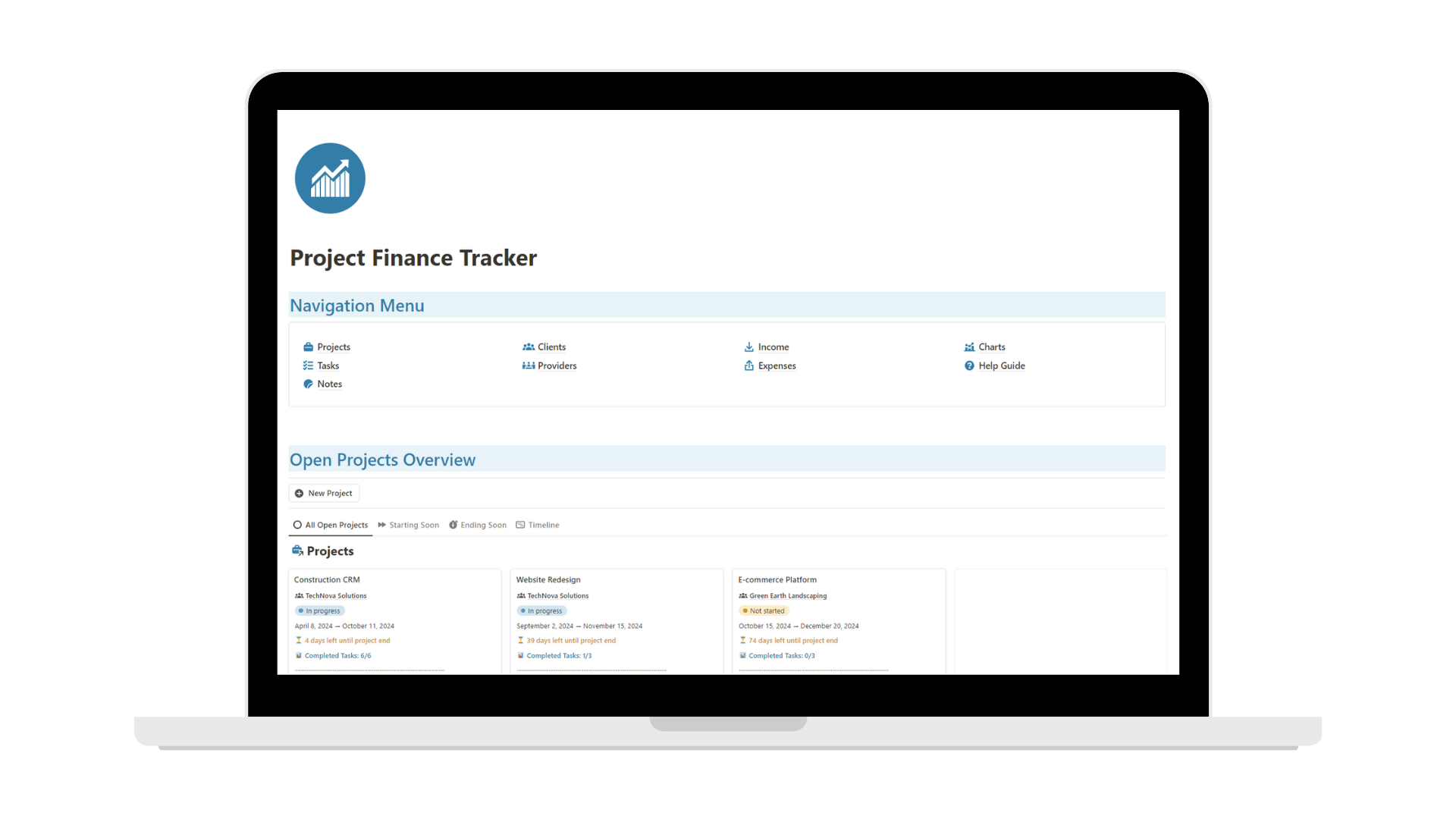 Project Finance Tracker - Notion template