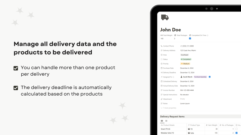 Delivery Request Page