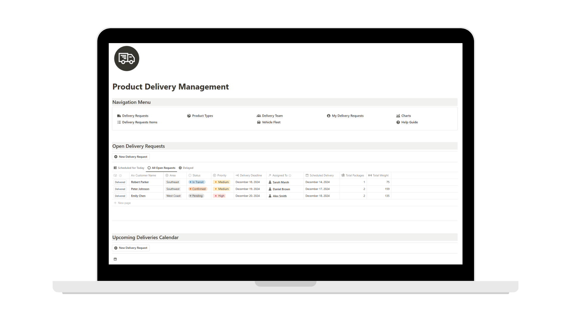 Product Delivery Management Notion template