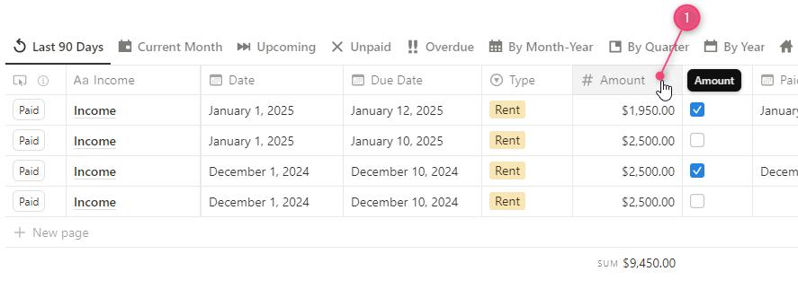 header column notion