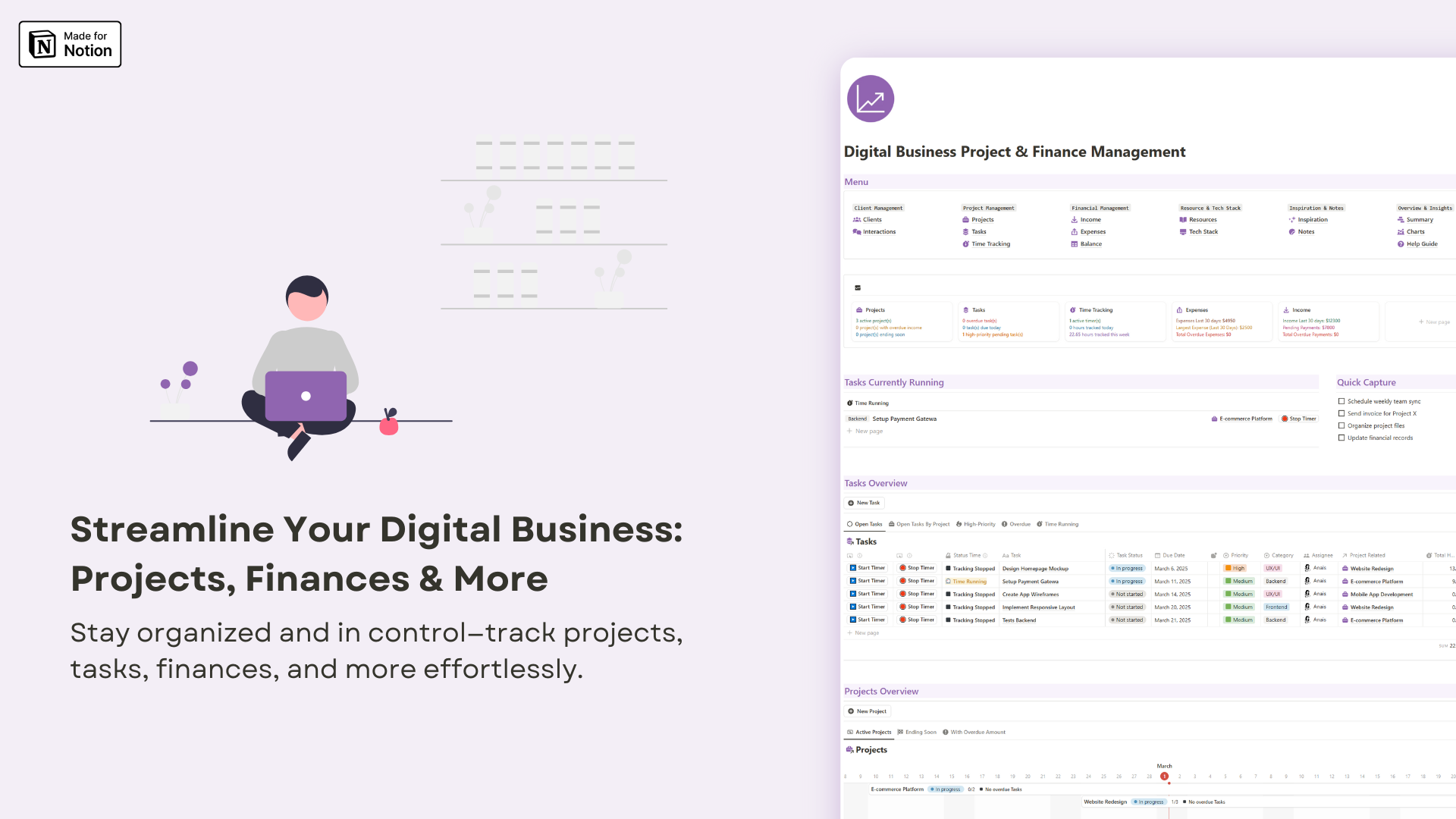 Digital Business Project and Finance MAnagement - Notion template