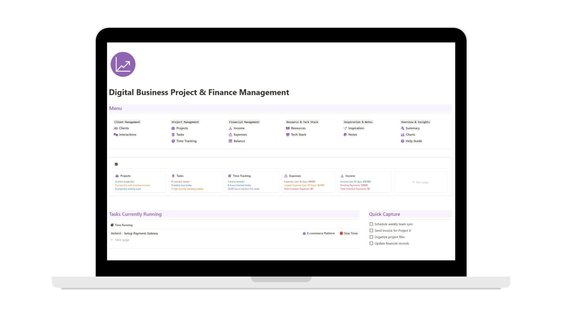 Notion Digital Business Project and Finance MAnagement